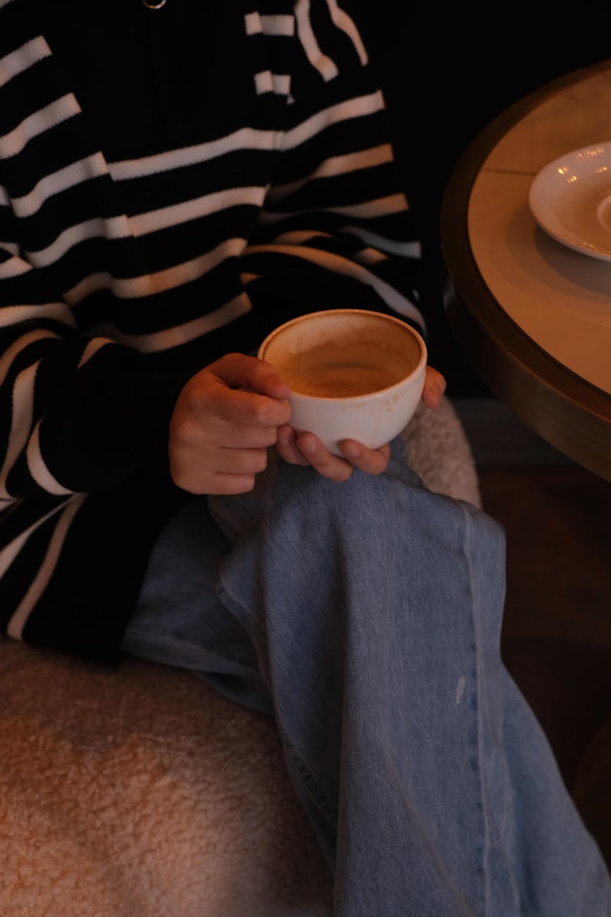 cozy moment with coffee in a cafe setting